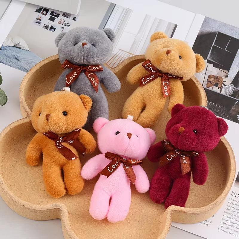 Plush Keychain 1PC Small Pendant Siamese Bears Girl Dolls Toys Bags Mobile Phone Cases Hanging Decorations Birthday Gift Dolls