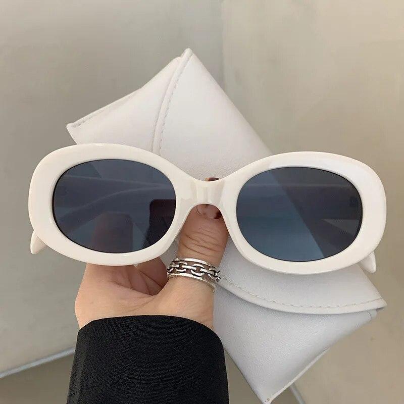 New In Oval Sunglasses for Men Women Fashion Retro  Design Shades Eyewear Female Candy Color Goggle Sun Glasses
