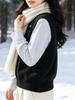 Gray Striped Knit Sweater with Spliced Lapel - Women's Loose Fit, Long Sleeve, Two-in-One Design for Autumn/Winter