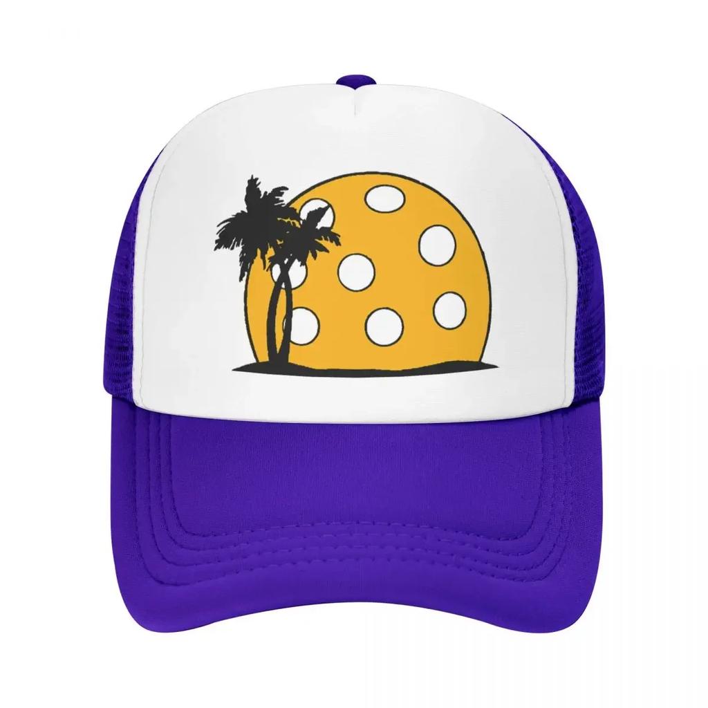 Pickleball Beach Sunset Foam Mesh Trucker Hat Casual Summer Breathable Meshback Sun Caps Adjustbale