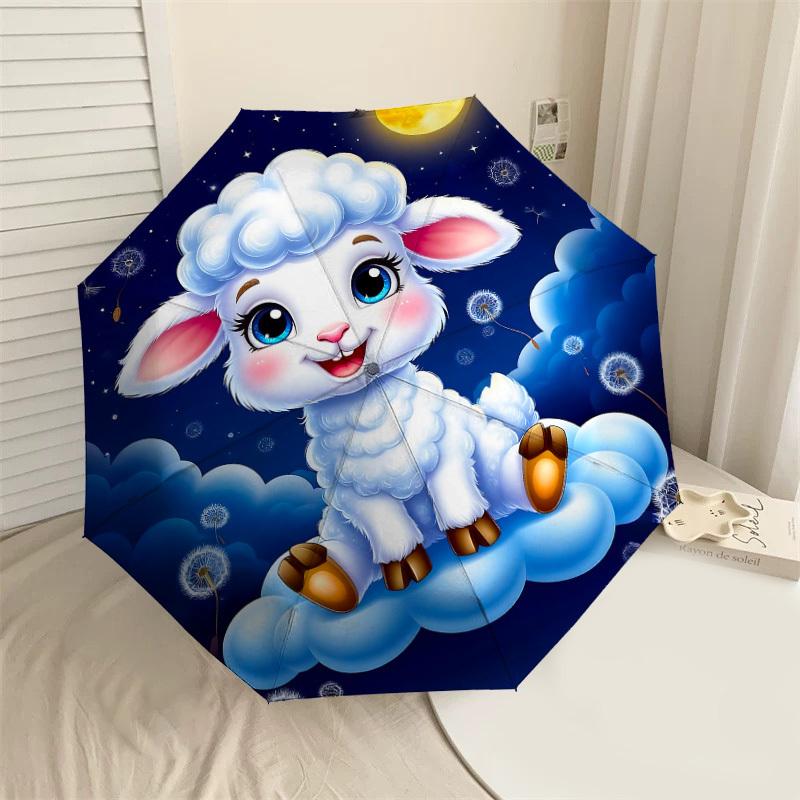 

1PC sheep, cloud Automatic Open/Close Umbrella with Windproof, 8-Rib Sturdy Canopy, Durable Ribs, Fashionable Design1247A