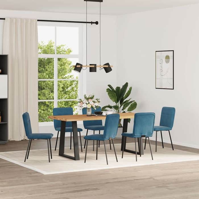 VidaXL Chaises à manger lot de 6 bleu velours, chaise, chaise de salon, chaise d'accent, chaise de cuisine, siège de salle à 3315589