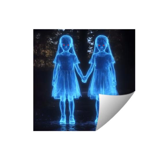 Halloween Wall Sticker Self Adhesive Scary Twins Sticker Spooky Movie Window Sticker for Bathroom Porch Indoor Outdoor Haunted House Themed Decoration