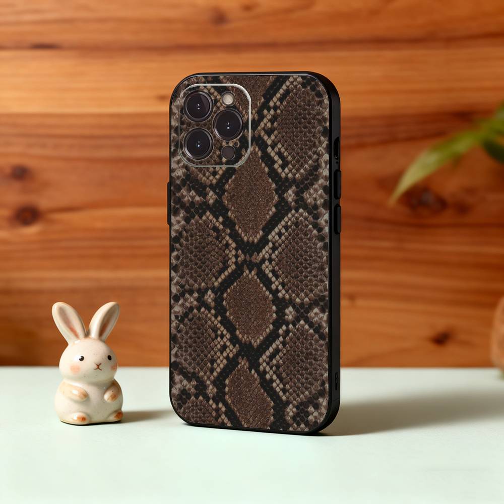 Snake Skin Pattern Phone Case For iPhone17,16,15,14,13,12,Plus,Pro Max, 5G Others Soft Black Cover