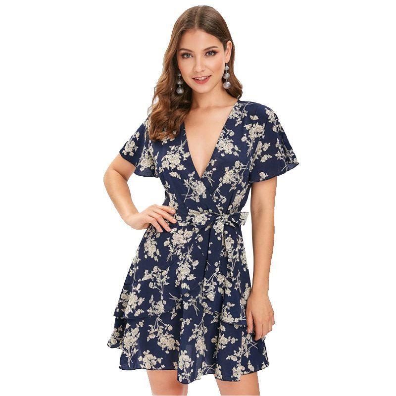 

Осеннее новое модное платье с длинными рукавами и цветочным принтом 2XL