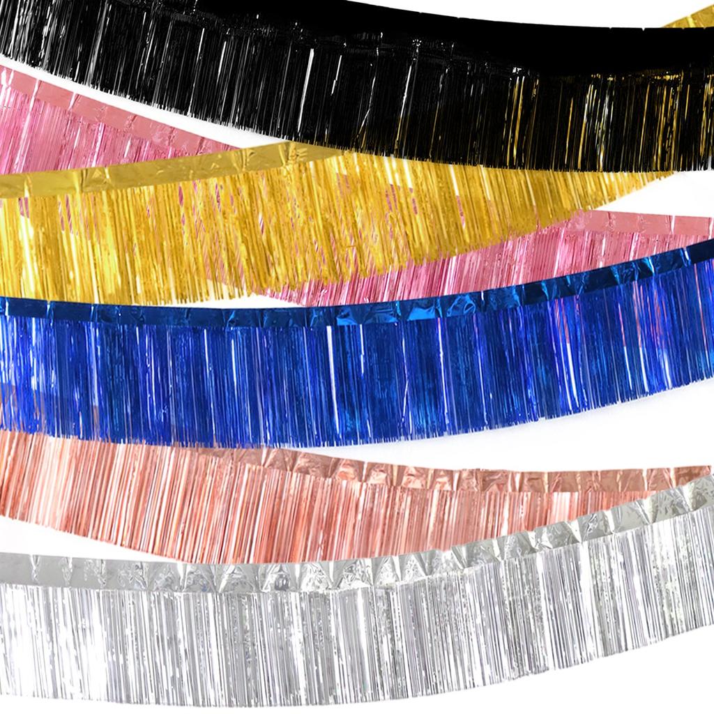 30x300CM Party Backdrop Foil Fringe Garland Metallic Tinsel Streamers Banner Hanging for Birthday Wedding Christmas Decorations