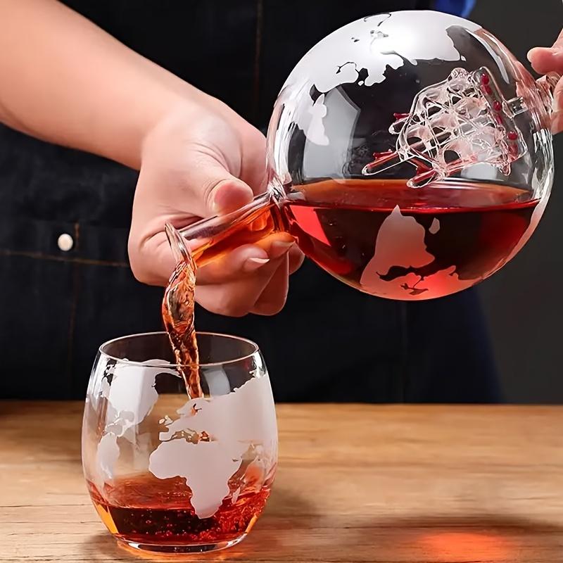 Amazon Globe Decanter Whiskey Glass Set with Map Bar Tools Gift for Men