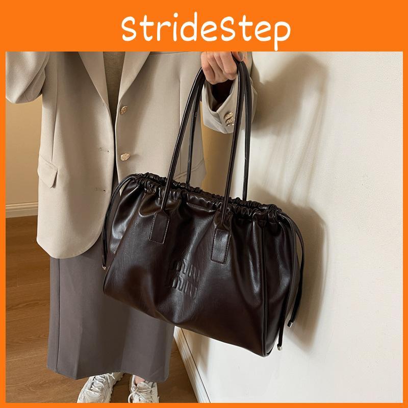 Solid Vintage Color Large Capacity Underarm Tote Bag For Daily Travel And