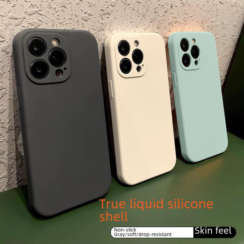 14 جراب سيليكون من Apple لهاتف iPhone 13/12 Pro Max و11 - لون سادة، مضاد للسقوط، تصميم جديد - يحمي هاتفك بأناقة.