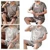 1 Set Pigiami da Uomo Set Scollo a V Seta Simulato Maniche Corte Stampe Cartoni Animati Pullover Abbigliamento per la Casa Maglietta Sottile Pantaloncini Set per il Tempo Libero Abbigliamento da Notte