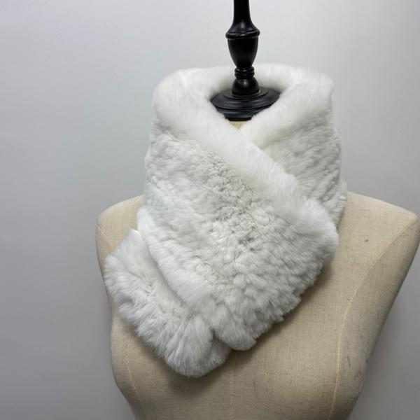 Women Long Ring Scarf Real Rex Rabbit Fur Knitted Neck Warmer Winter Stylish Warm Ring Scarves