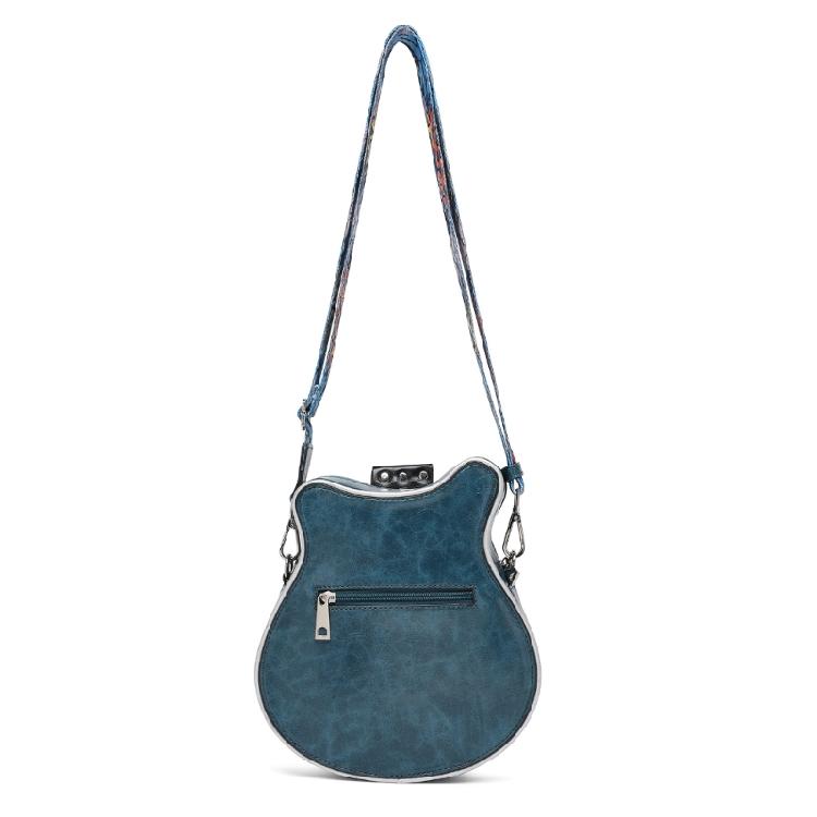 PU Leather Crossbody Bag in Guitar Shape Student Shoulder Bags Adjustable Strap for School Rehearsals and Performances