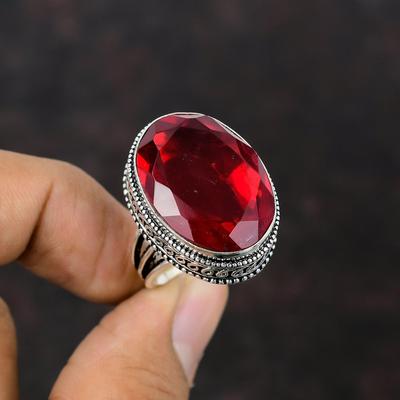 Faceted Mozambique Garnet Ring 925 Sterling Silver Ring Handmade Ring Vintage Jewelry Amazing Gemstone Ring For Gifts