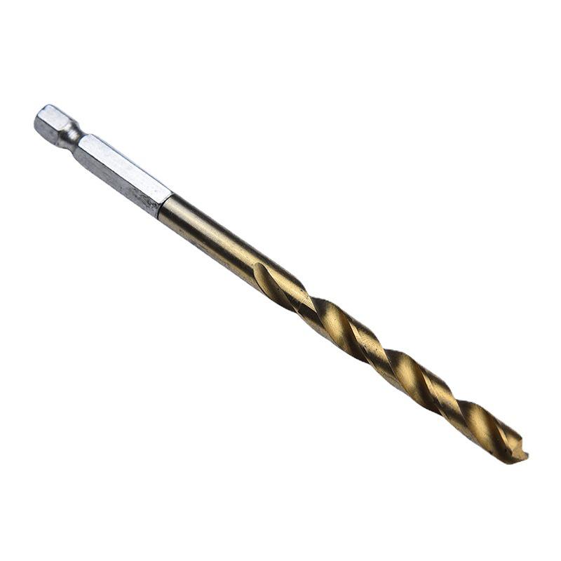 13-Piece Titanium-Coated High-Speed Steel Twist Drill Bit Set, Hex Shank, 1.5-6.5mm for Sheet Metal
