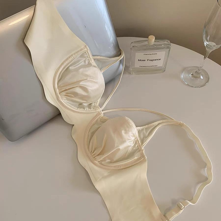 Sexy BH im französischen Stil für Damen Satin Nahtloser BH Dünne Häschenohrschale Weicher Bügel-BH Atmungsaktives Top Stütz-BH für Damen