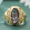 Classic Oval Purple Synthetic Zircon Ring For Women Fashion Golden Color Bride Wedding Ring Vintage Jewelry