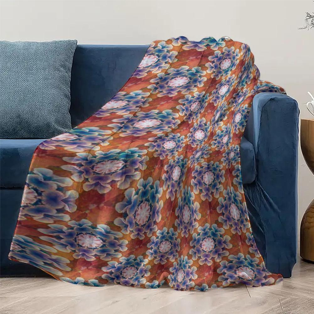 Soft Fleece Blanket Floral Print Throw Blanket for Sofa Bed Decorative Warm Cozy Throw Blanket