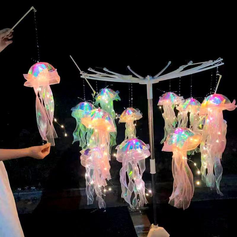 Glowing Jellyfish Lantern Night Light: Decorative Hanging Lamp for Girl's Room