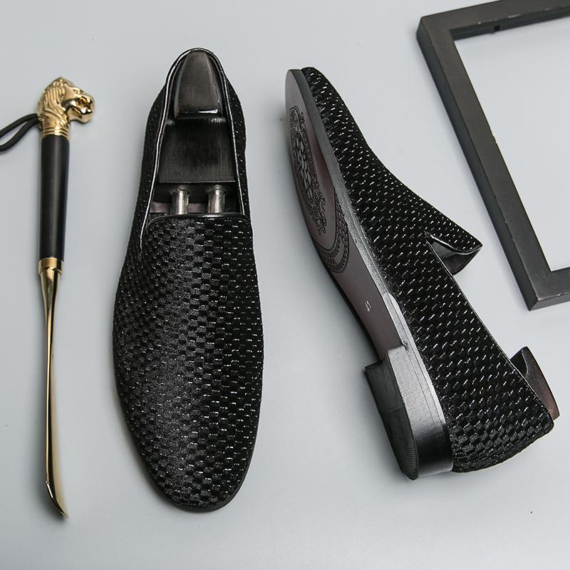 Fashion New Red Sole Men Loafers Flock Business Wedding Shoes for Men Handmade Formal Shoes Size 47 Casual Shoes for Men Zapatos Hombre