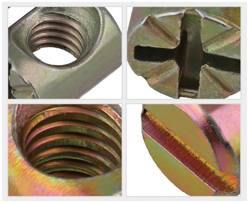 M6 M8 Barrel Nuts Bolts Cross Dowel Slotted Hammer Embedded Nut Horizontal Hole Nut For Beds Chairs Furniture