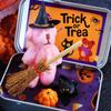 Halloween Beer in een Doos voor Trick or Treat, Leuke Halloween Decoratie voor Kinderen, Pluche Mini Teddybeer Cadeau met Toverhoed