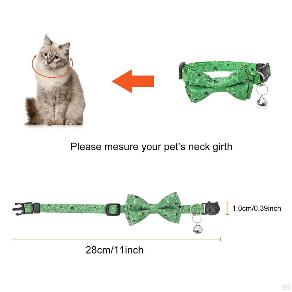 Cute Halloween Cat Collars with Interchangeable Bow Tie for Small and Medium-sized Kittens