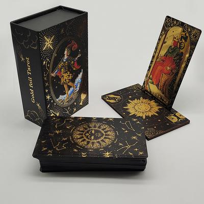 Lüks Kaplama Kehanet Altın Varak Tarot Kartları Ahşap Kart Standı ile Tahmin İçin Fantastik Tahta Oyunu Seti