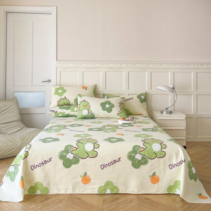 " Cotton Thickened Bed Sheet Plant Flowers Printed Single Double Top King Sheets Pure Cotton Single Size Kids Bed Linen "