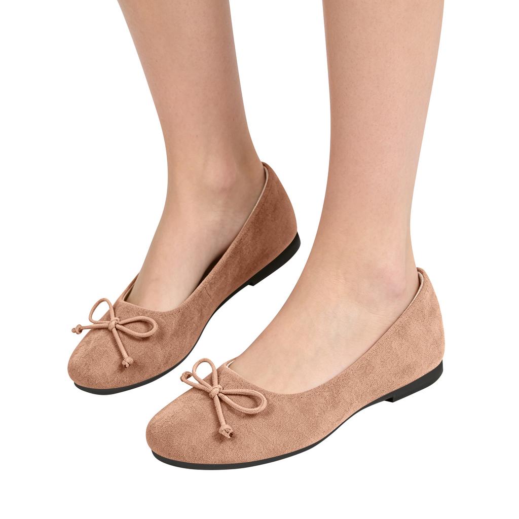 Women Bow Tie Ballet Flats Square Toe Slip On Lightweight Comfortable Casual Flat Shoes for Daily Wear
