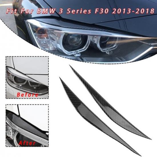 

2pcs Carbon Fiber Headlight Eyebrow Eyelid Cover For BMW 3 Series F30 2013-2018