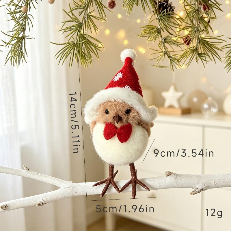Nordic style Christmas bird cartoon doll creative branch bird, holiday party window decoration