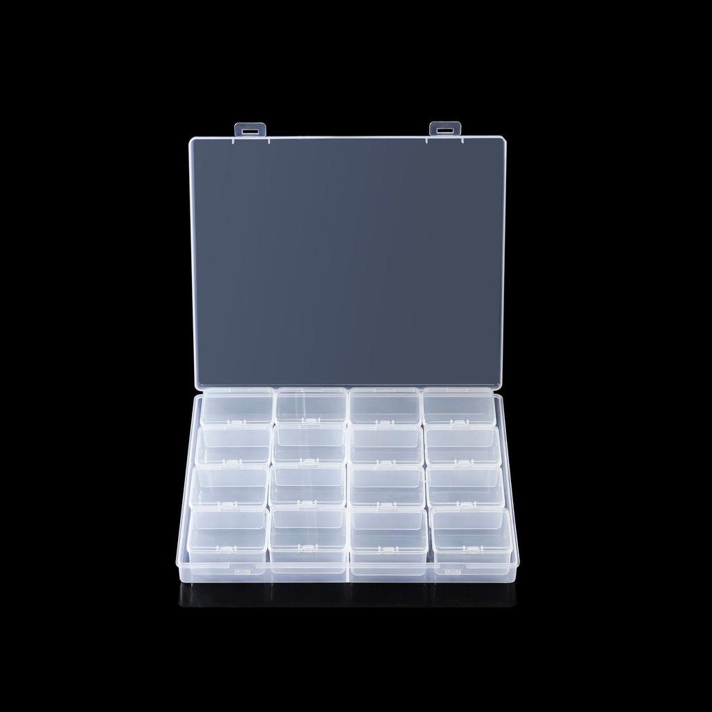 4 Rows Of 16-Grid Boxes, Desktop Transparent Finishing Box, Nail Art Jewelry Anti-Oxidation Plastic Sealing Box, Separate Packaging Box