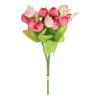 A Top Quality 15 Head Artificial Rose Fake Silk Flower Leaf Bouquet for Home Wedding Decor Bridal Bouq - Pack of 10