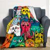 Colorful Cats Flannel Blanket Throw Blanket Soft Warm Sofa Bed Camping Car Home Decor Unique Christmas Gift C9302111