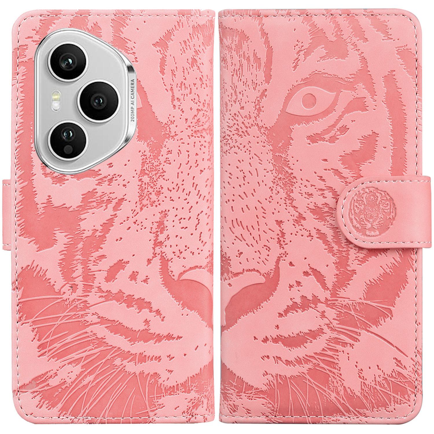 

Для Honor 400 Pro 5G (Глобальный) Чехол-кошелек из кожи с принтом тигра для телефона Pink