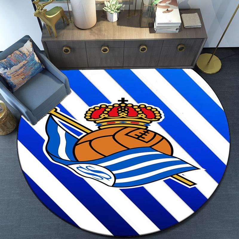Real Sociedad Round Rug for Livingroom,Bedroom, Palyroom, Chair Rug, Area Rug, Circle Carpet, Large Size Fan Christmas Gift