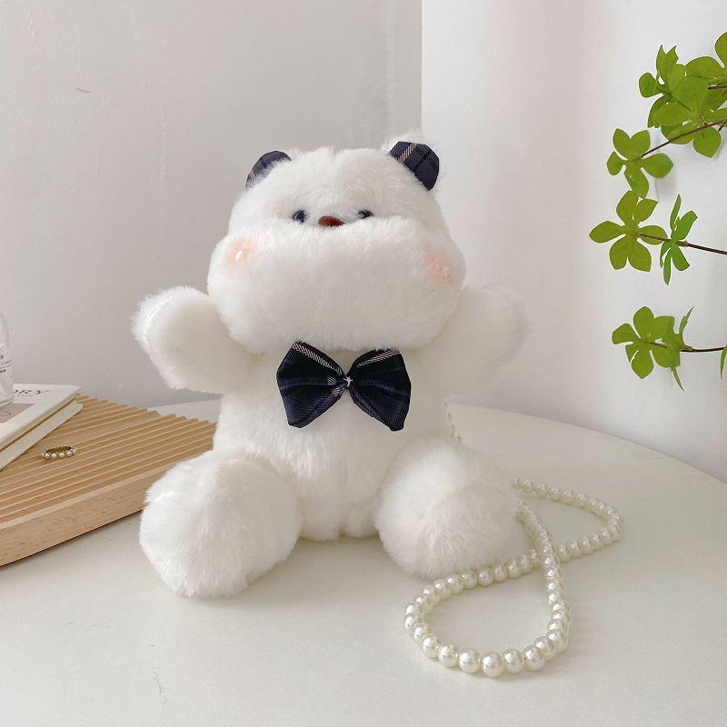 Cute Plush Bunny Mini Bag With Pearl Embellishments For Fashionable Women