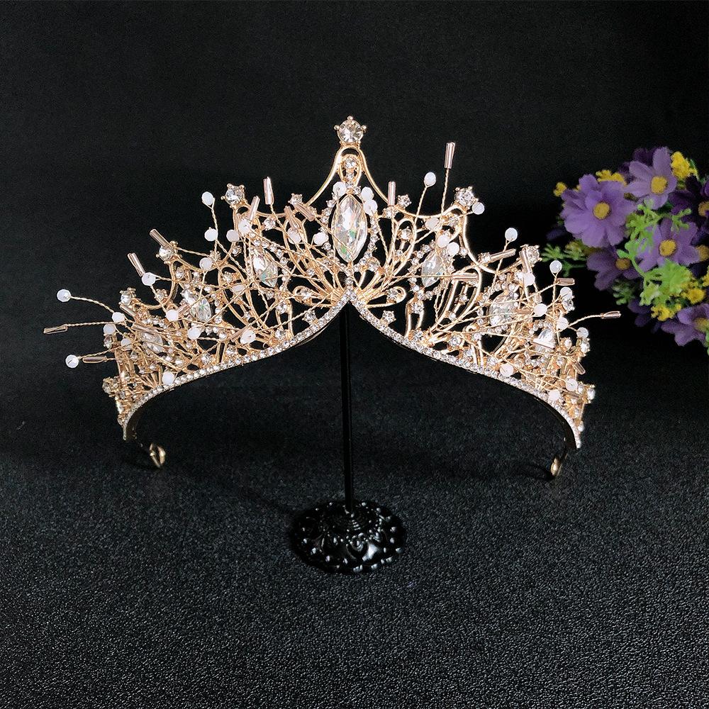 Handmade Baroque Hair Accessories Crown Children's Atmospheric Crystal Headdress Alloy Crown