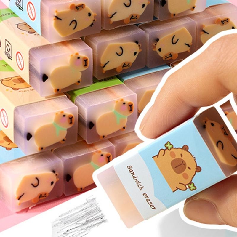 36PCS Colorful Capybara Eraser Creative Animal Shape Eraser For Student Children Classroom Reward Stocking Fillers