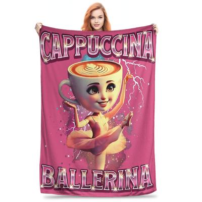 Funny Cappuccina Ballerina Cappuccino Dancer Coffee Blanket Soft Warm Plush Bedding Throws For Child Flannel Bedspread Bed Cover