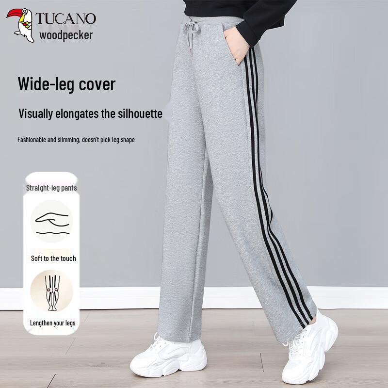 

Women s Striped High-Waist Wide-Leg Sport Pants M