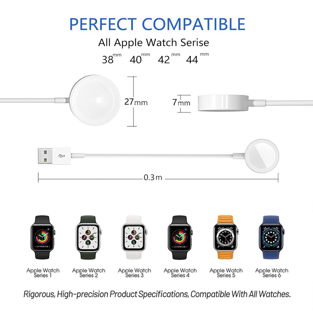 Apple Watch Charger, 0.3m/1FT Short iWatch Charger USB A Wireless Magnetic Portable Charging Cable Compatible with Apple Watch Series