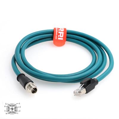 DRRI M12 To RJ45 Gigabit Ethernet Interface Cat 7e Shielded Cable for Cognex 262 Camera Barcode Scanner X-Coded 8-Pole