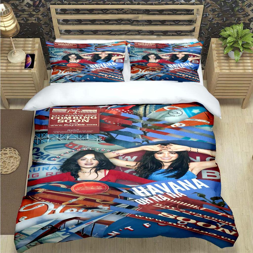 Popular Famous Singer C-Camila Cabello Print Bedding Sets Bed Supplie Set Comforter Set Teens Girls Twin Single Kid Gift