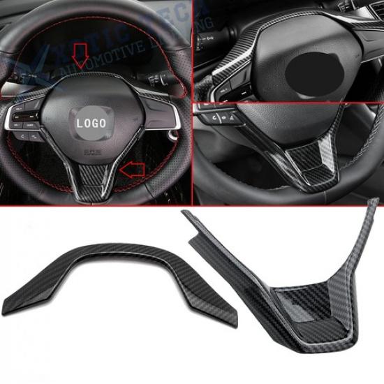 Carbon Fiber Pattern Interior Steering Wheel Cover Trim For Honda Accord 18-22