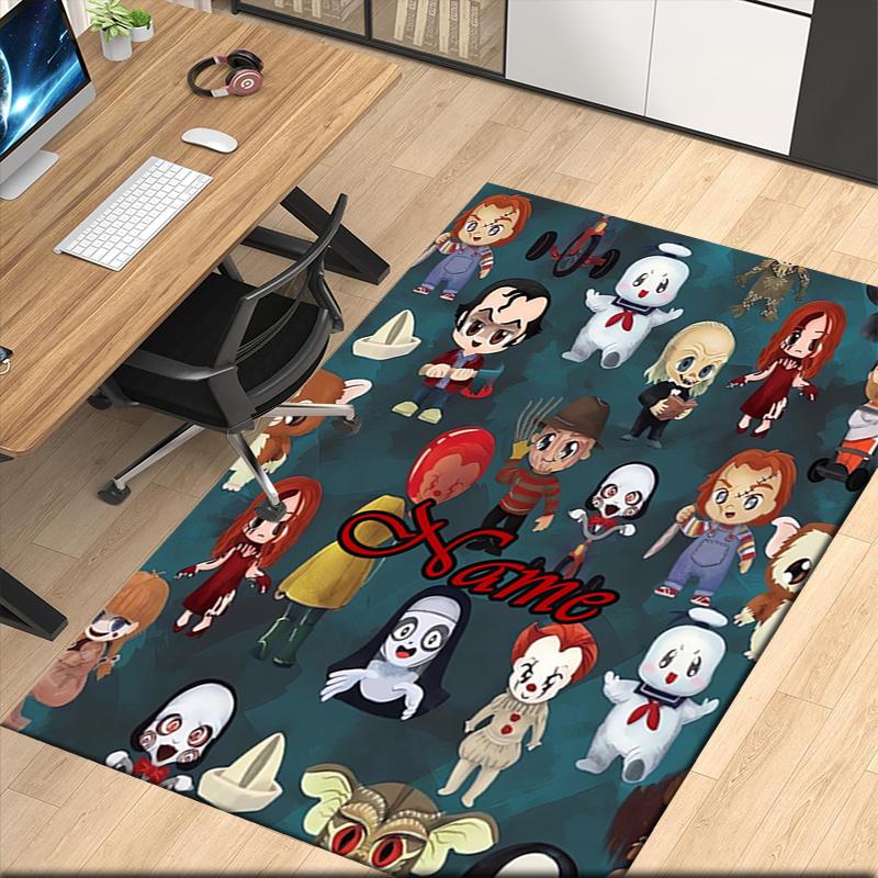 Benutzerdefinierter Name Halloween Horror Bedruckter Teppich, für Bürostuhl Wohnzimmer Schlafzimmer Küchenraum Dekor Geschenke.