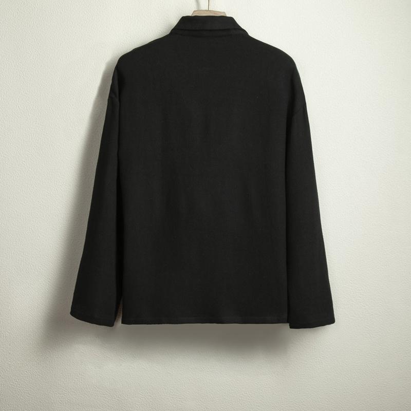 Chinesische Traditionelle Kleidung Frühling Herbst Baumwolle Leinen Hemd für Herren Kleidung Übergröße Vintage Lässig Hanfu Schwarze Strickjacke Oberteil