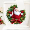 Santa Claus Christmas Wreath Toilet & Tank Removable Sticker - Festive Bedroom & Living Room Decor