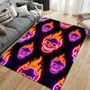 "Flaming Skull Neon Art Carpet, Bright Modern Decor, Black Base" Suitable for use as an anti-slip for living room bedroom sofas