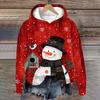 Women's Fashion Long Sleeve Christmas Print Loose Hooded Sweatshirt Top